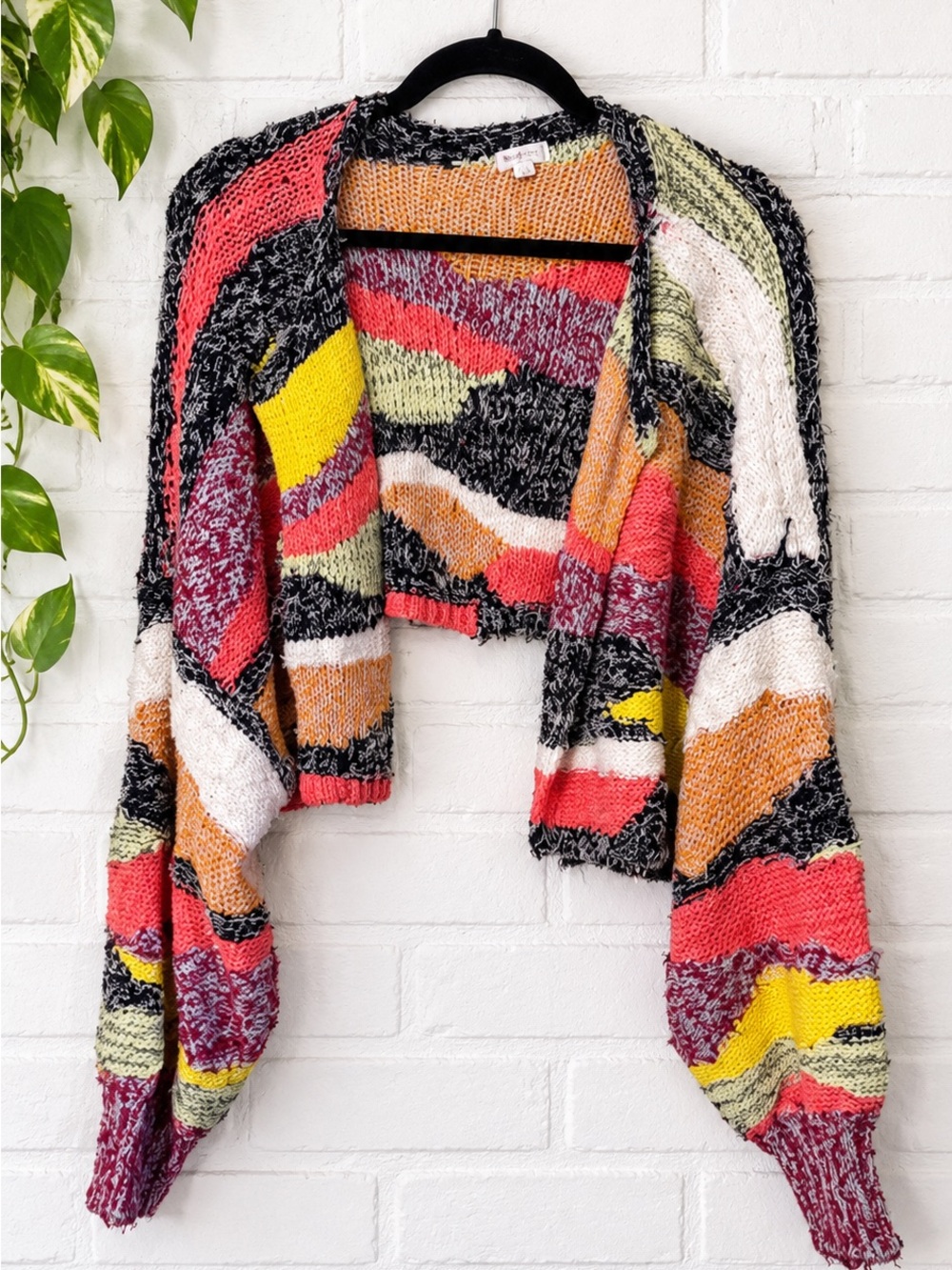 Pilcro Anthropologie Multicolor Knit Cropped Shrug Cardigan NWOT Medium